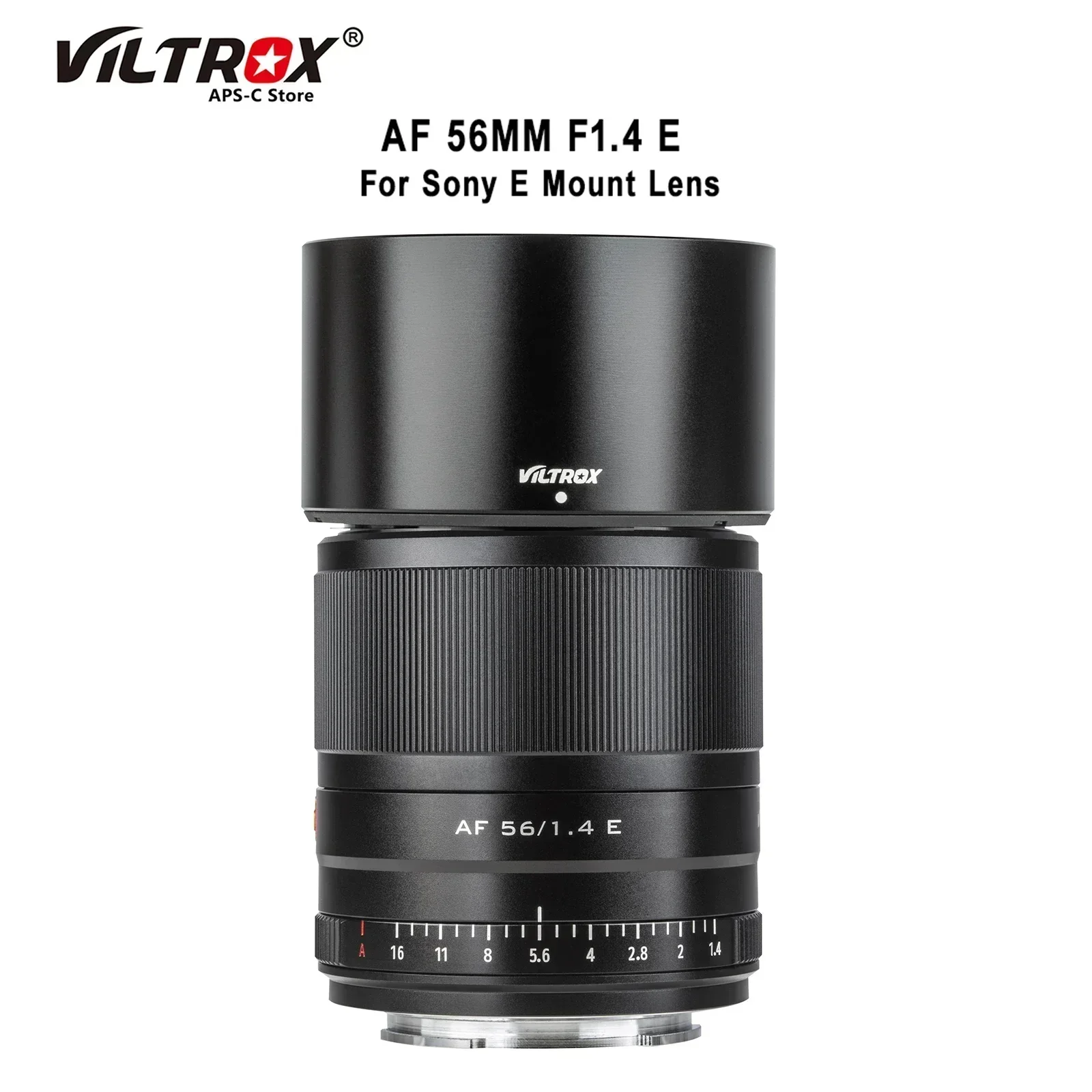 Объектив VILTROX 56 мм F1.4 APS-C Sony E с автофокусом Prime и большой диафрагмой для крепления