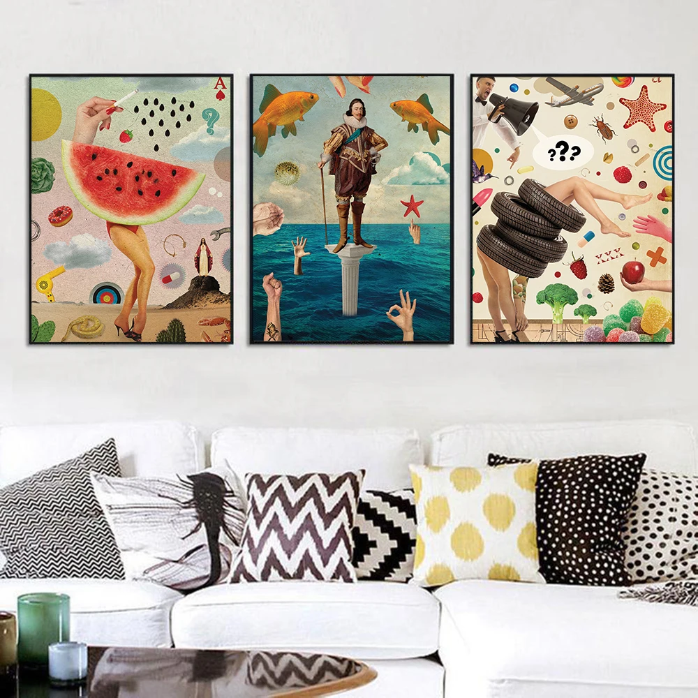 

Abstract Retro Poster Nordic Canvas Painting Reproduction Art Print Surrealism Classic Wall Picture For Living Room Home Decor