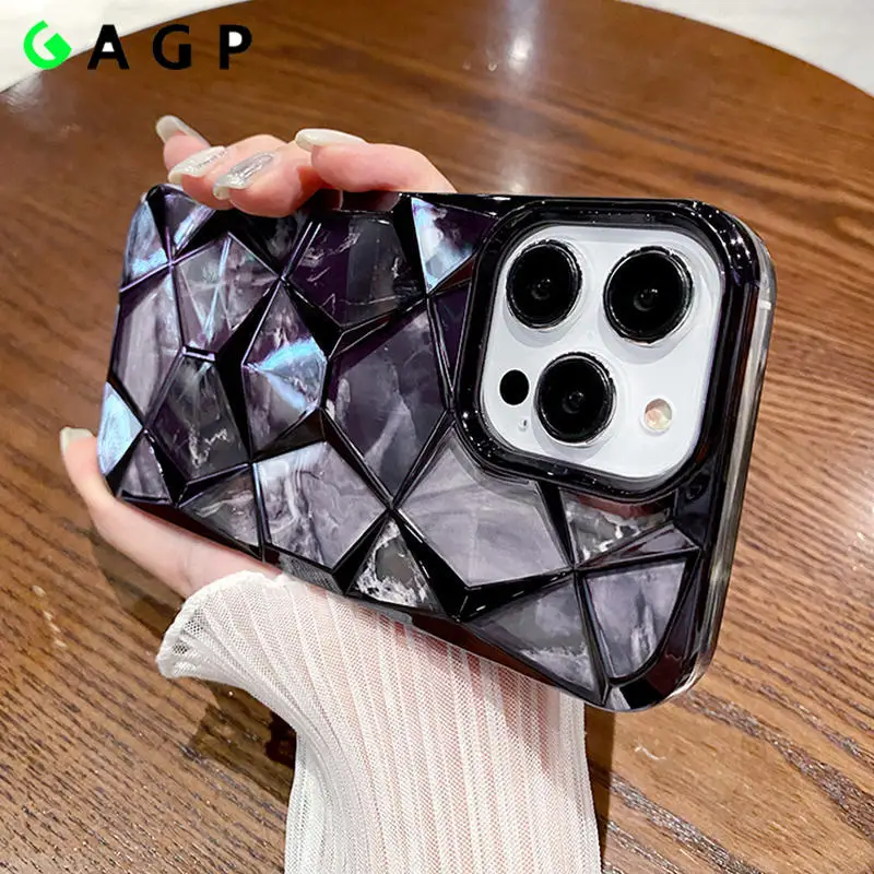 Кожаный чехол ins Mable Cube для iPhone 15 14 Pro Max 14pro 13pro, роскошный мягкий чехол-бампер с покрытием для iPhone 11, 12, 13, 14, 15 Pro Max