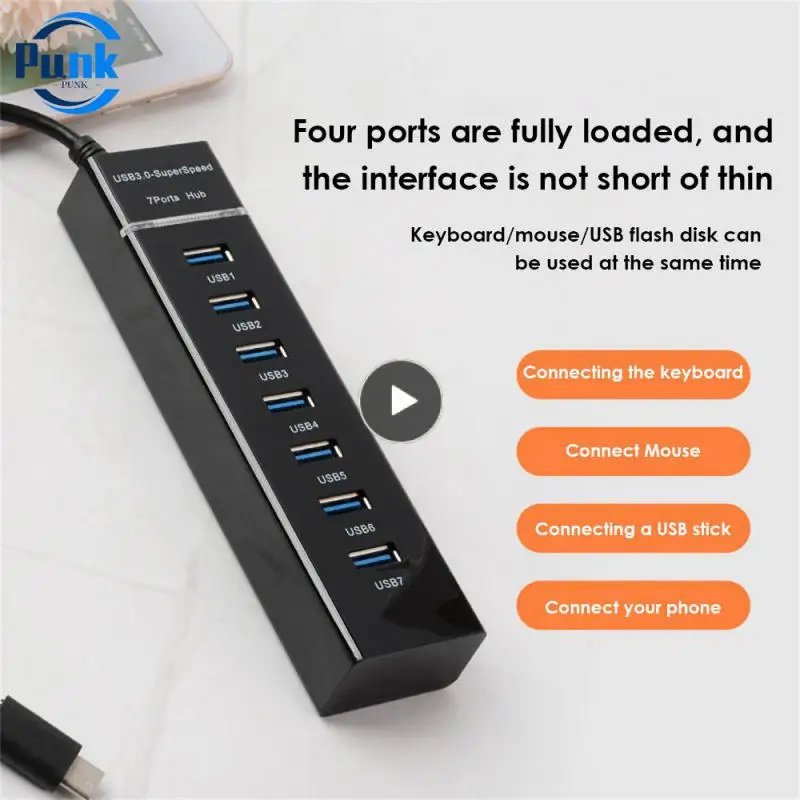 

7-port High Speed Computer Splitter Usb Power Adapter 5gbps High Speed 5gbps Usb 3.0 Hub Pc Accessories Lightweight Mini Usb Hub