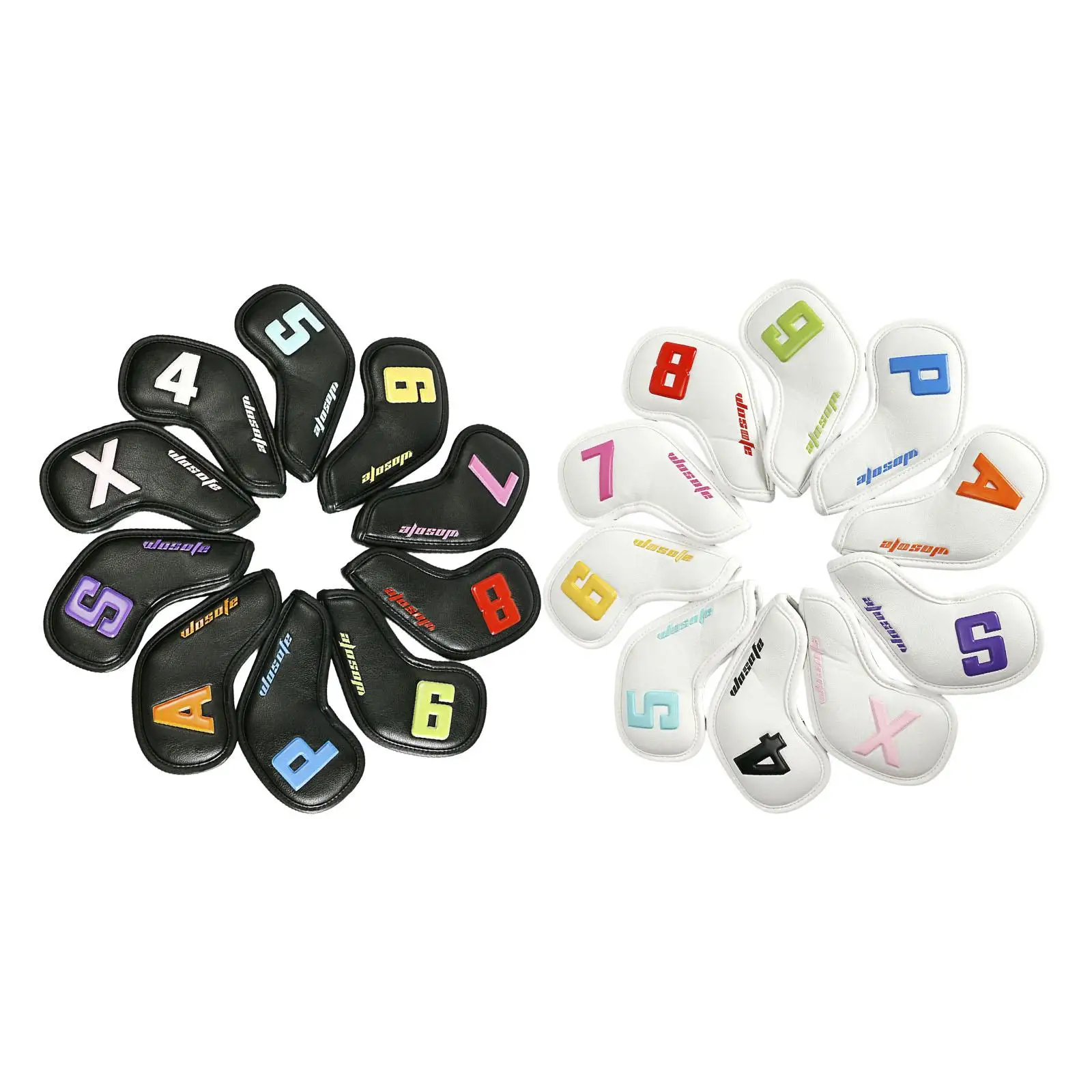

10Pcs PU Golf Iron Head Covers Sets with 4, 5, 6, 7, 8, 9, P, S, A,