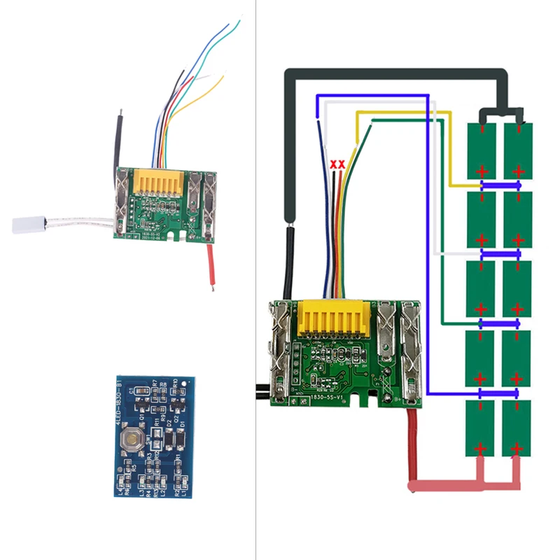 

Circuit Board PCB/LED 18V For Makita 18V Bl1830 Bl1840 Bl1850 Power Tool Lithium Battery Protection Circuit Board