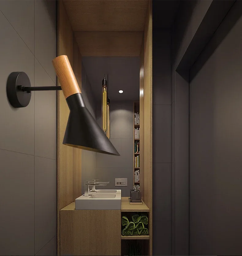 Реплика Modern Vintage Arne Jacobsen дерево LIKE Настенные светильники Creative AJ железная лампа