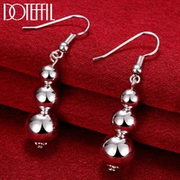 doteffil 925 sterling silver 6 8 10mm hollow bead ball drop earrings for woman wedding engagement fashion party charm jewelry