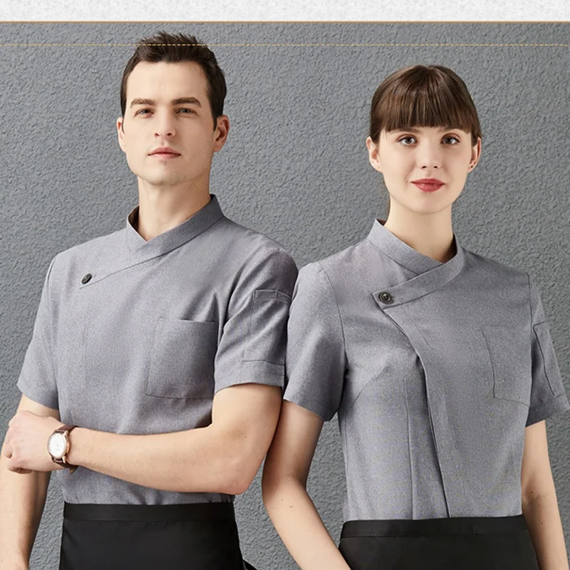 

Chef Coat Short Sleeve Men Women Kitchen Cook Jacket Restaurant Hotel Cafe Waiter Uniform