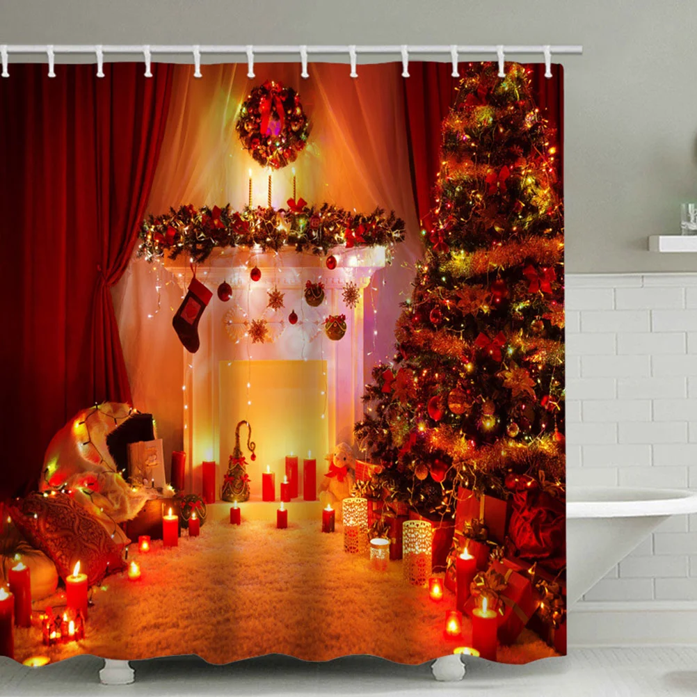 

1Pc Home Bath Curtain Christmas Shower Curtain Bathroom Curtain for Gift Festival Home