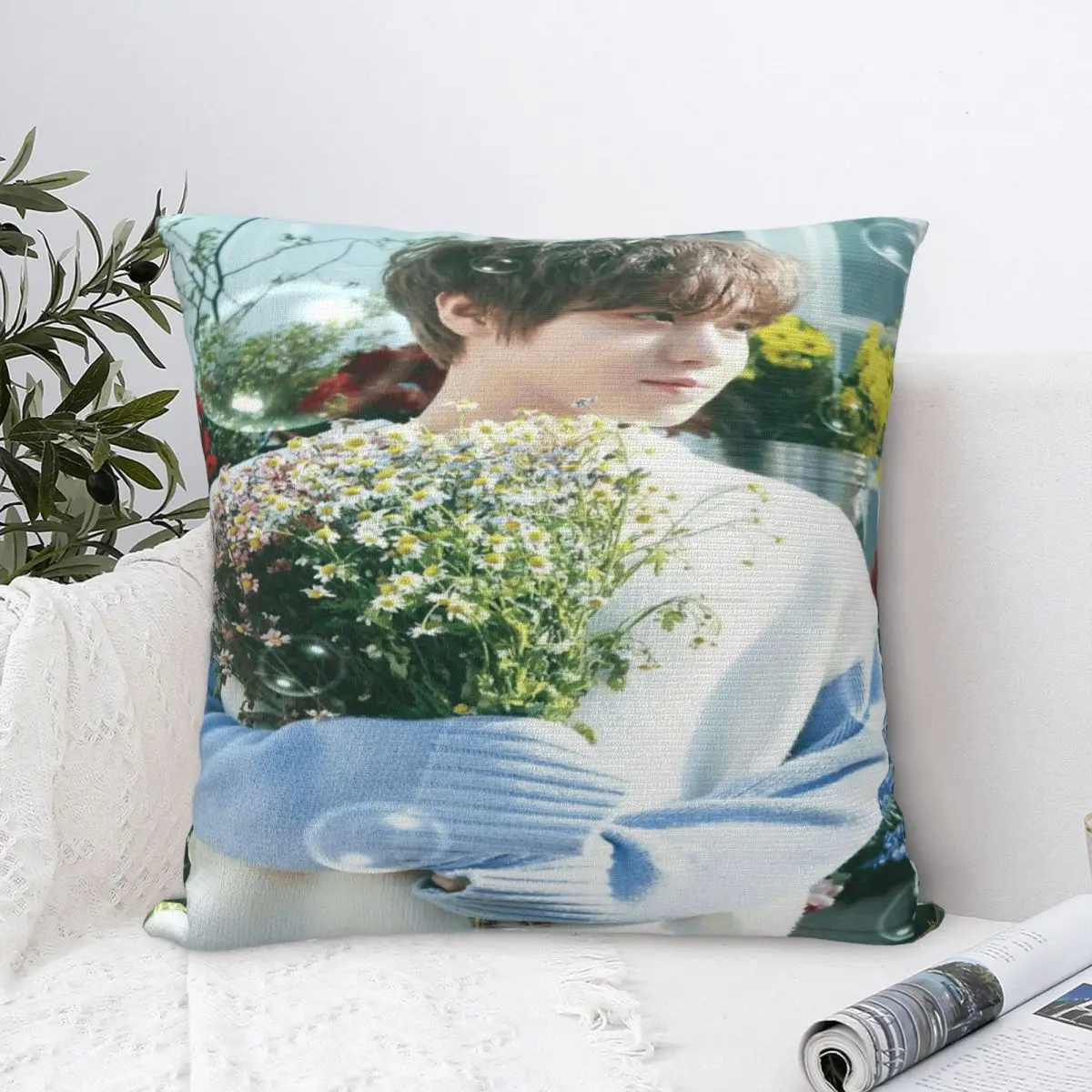 Фото Park Ji Hoon Fan Подарочные наволочки с принтом Чехлы для подушек Теплые украшения для сидений Квадратные разноцветные №1