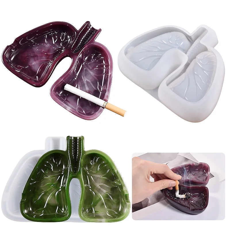 Silicone Mold Ashtray Resin Mold Lung Shaped Mold for DIY Resin UV Crystal Epoxy Crafts Crystal Ashtray Home Decoration