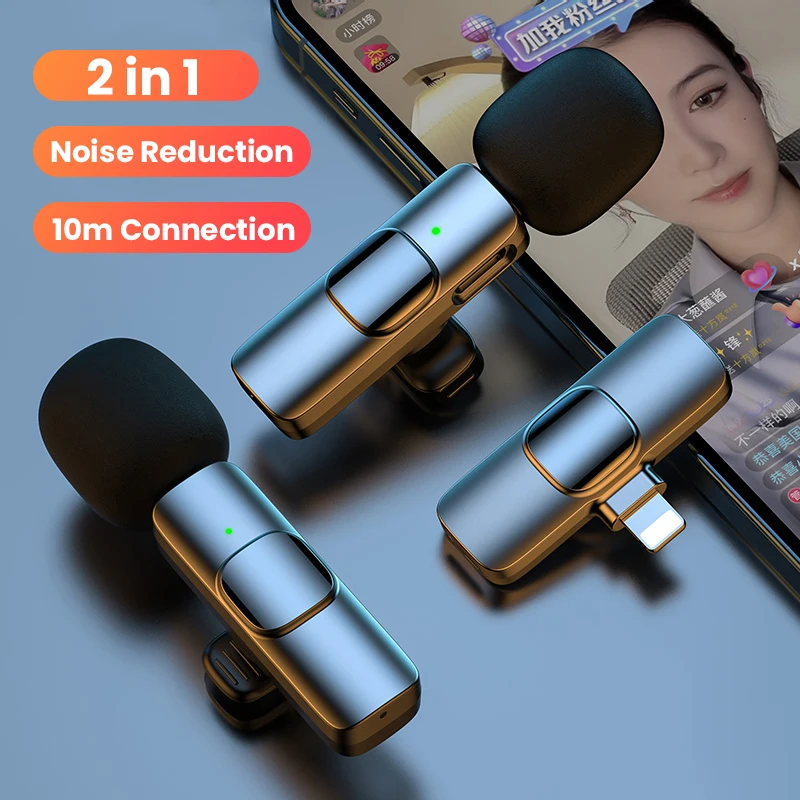 

For iPhone Wireless Lavalier Microphone Portable Audio Video Recording Mini Mic Live Broadcast Gaming Android Phone Microfonoe