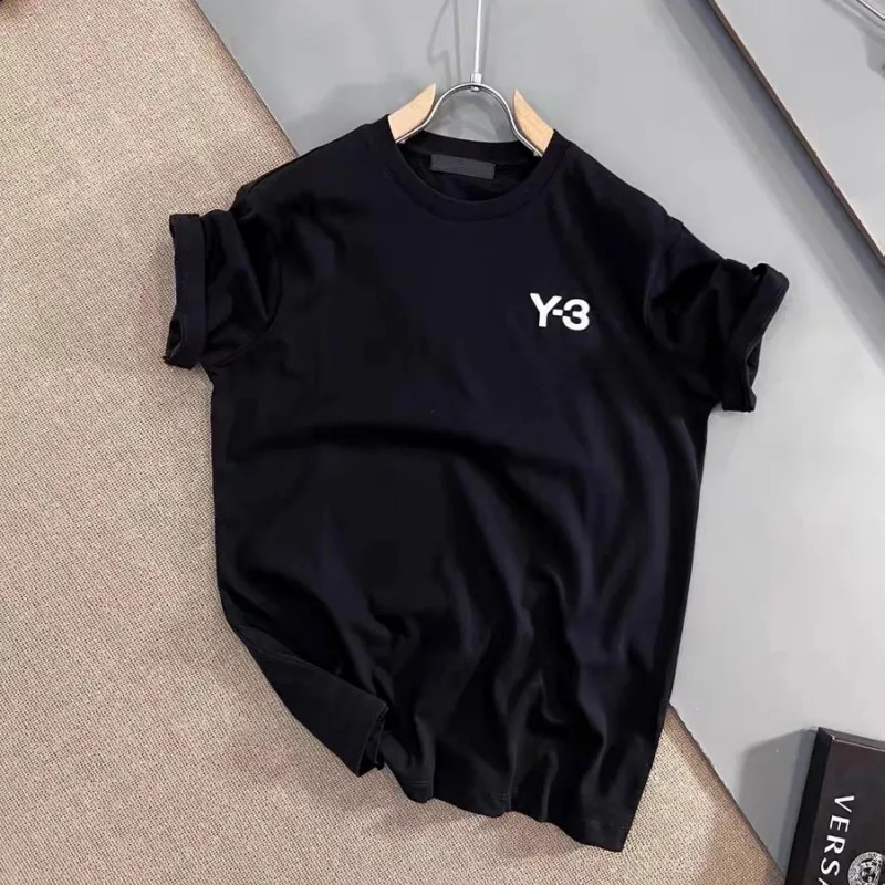 

Yamamoto Yoshi Y-3 Hong Kong style loose fitting digital printed casual sportswear top letter embroidered T-shirt