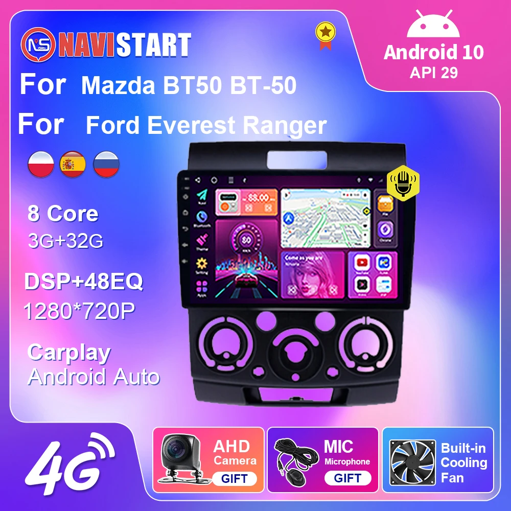 

NAVISTART Android 10 для Ford Everest Ranger Mazda BT50 BT-50 автомобильное радио 4G WIFI Carplay Android Auto gps-навигация, dvd-плеер