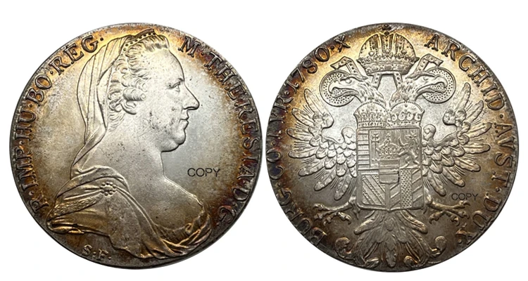 Коллекционная серебрянная копия монеты Maria Theresia