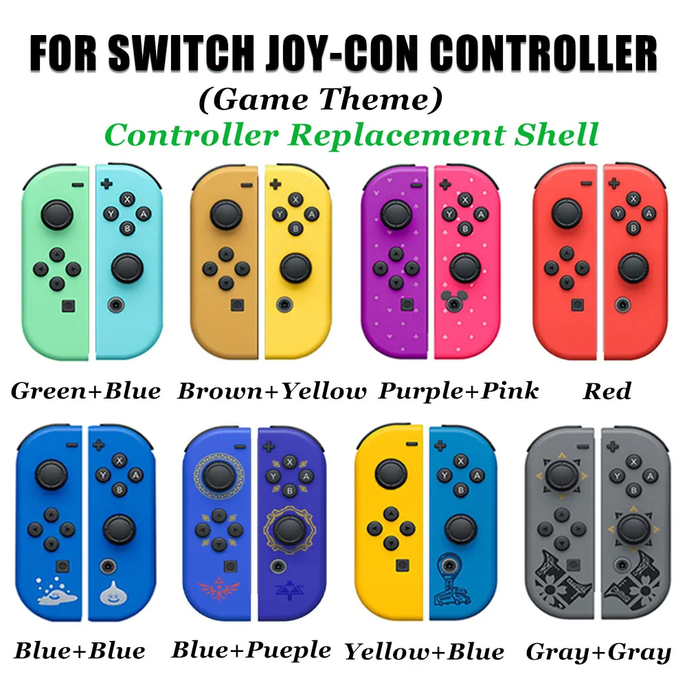 

For Nintendo Switch Joy-Con Controller DIY Skin Replacement Housing Shell Front Back Faceplate & Midplate Gaming Theme Case