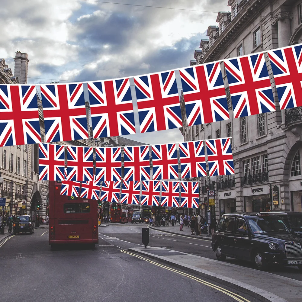 Флаги флажки Великобритании 14*21 см, 20 шт./комплект, гирлянда Великобритании, треугольные флажки, празднивечерние вечеринки