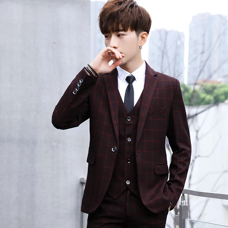 

New men (suit + trousers) fashion casual business British trend comfortable gentleman handsome striped suit two-piece