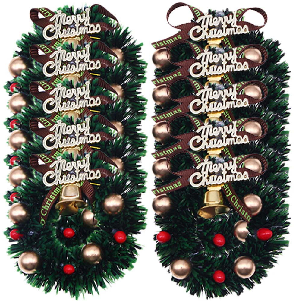 

10 Pcs Christmas Mini Wreath House Xmas Wreaths Micro Toys Miniature Garland Ornaments Simulated Garlands Decorative Tree
