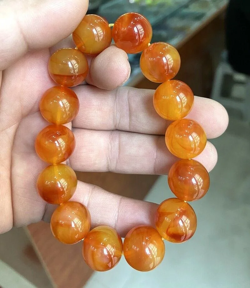 

New 16-22MM natural beeswax bracelet old Amber Buddha beads for men AAA