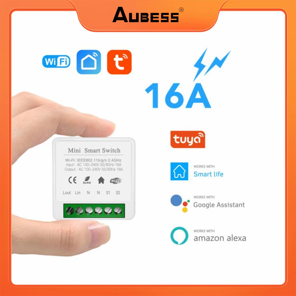 

16A 2-Way Smart Switch Tuya Wifi Mini DIY Switches SmartLife App Timer Module Voice Control Work With Alexa Google Home Alice