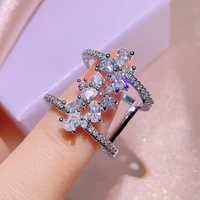 2022 new exquisite diamond encrusted multi layer winding ring for women crystal engagement valentines day jewelry