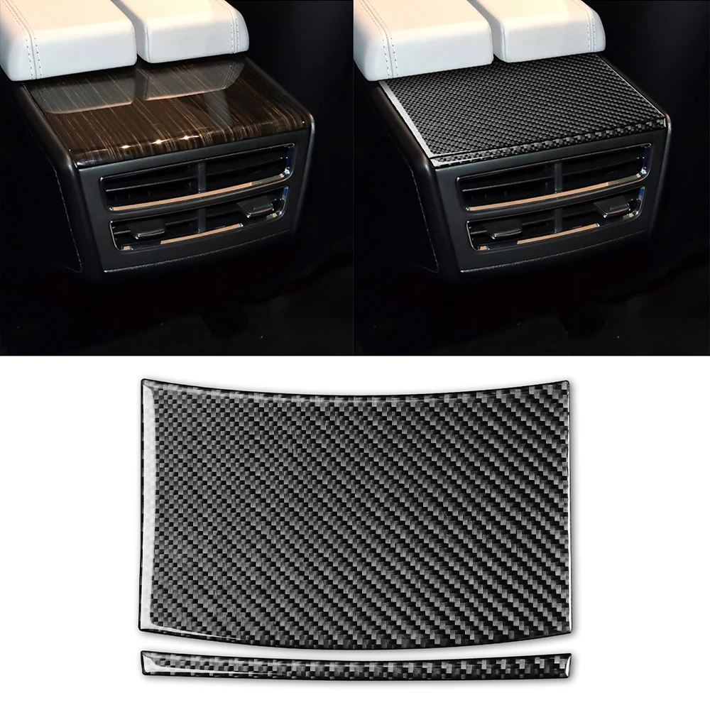 For Tesla Model X Model S Car Interior Rear Outlet Cover Real Carbon fiber Trim Sticker Back Vent Air Decoration Accessories