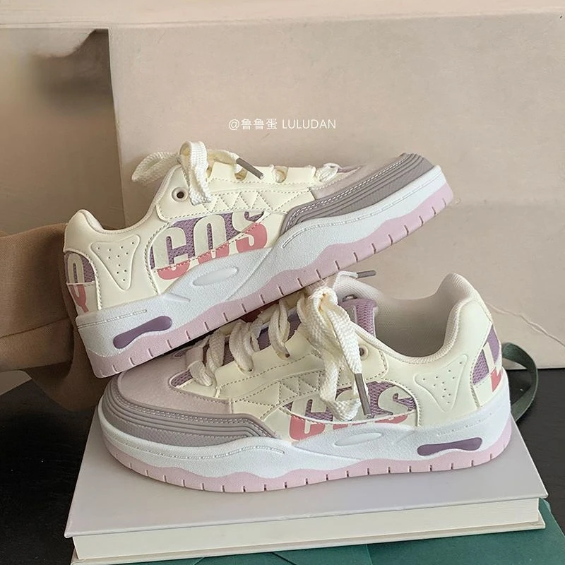 SHANPA 2023 New Hyuna Style Purple Sports Shoes for Women Korean Fashion Versatile Casual Harajuku Style Student Shoes
