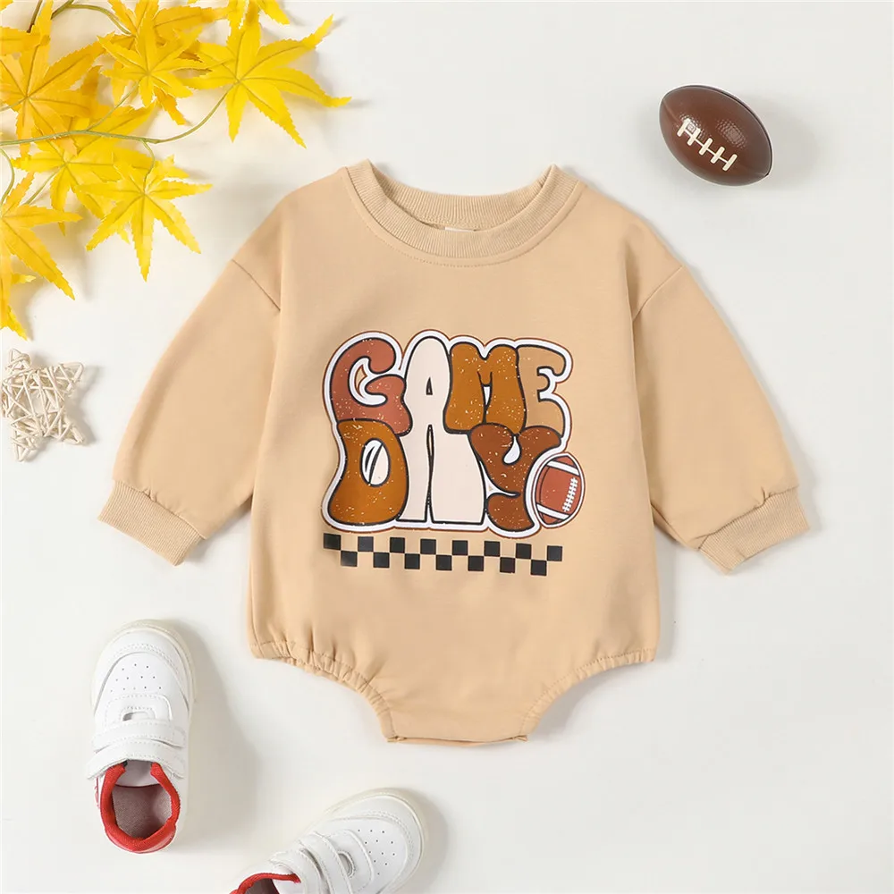 

Винтажный Осенний комбинезон для новорожденных мальчиков и девочек, свитшот с длинным рукавом и надписью на регби, комбинезоны, комбинезоны, одежда