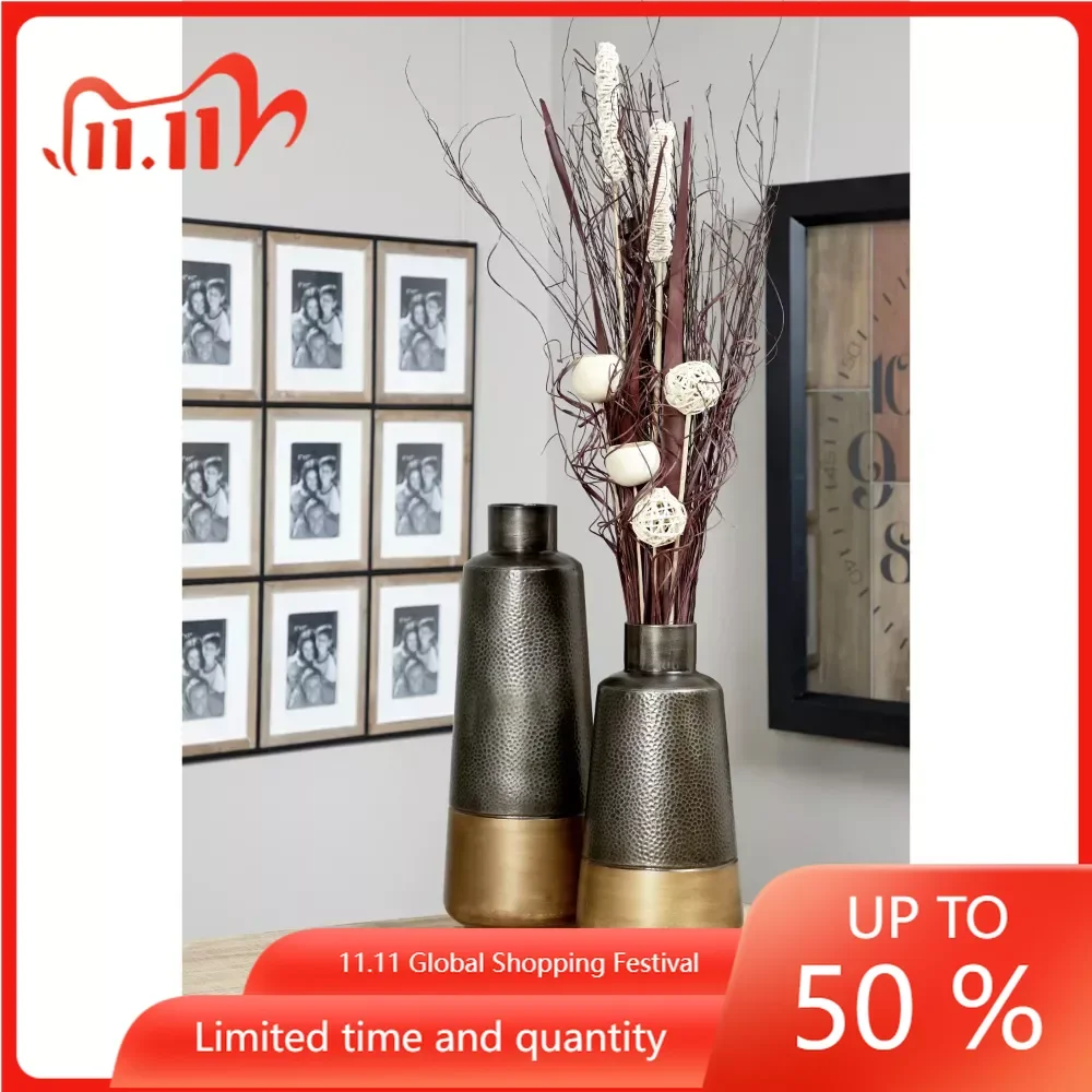 

Темно-серая металлическая ваза с золотым основанием, 15 дюймов, 20 дюймов