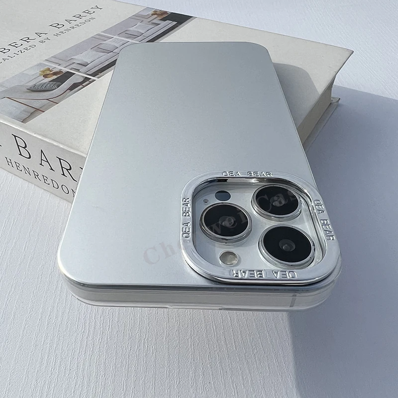 Жесткий матовый серебристый чехол для iPhone 13Promax 14Promax 13 13Pro 11 14 14Pro 12Pro 12Promax 11Promax Xs XR