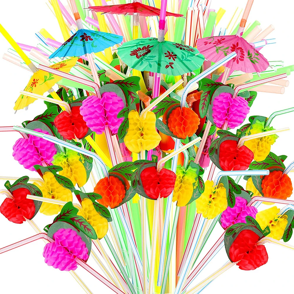 

UPORS 50 шт./компл. одноразовые пластиковые соломинки зонтик фрукты питьевой соломинки Гавайские пляжные аксессуары для коктейлей вечерние украшения