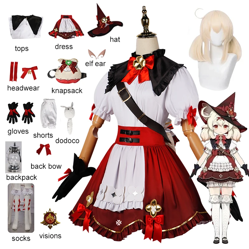 

Klee Blossoming Starlight Cosplay Genshin Impact Klee New Skin Cosplay Costume Witch Lolita Outfit Hat Halloween Party for Women