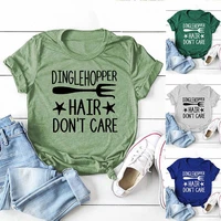 fashion new summer european and american dinglehopperhair letter printing retro round neck short sleeved t shirt