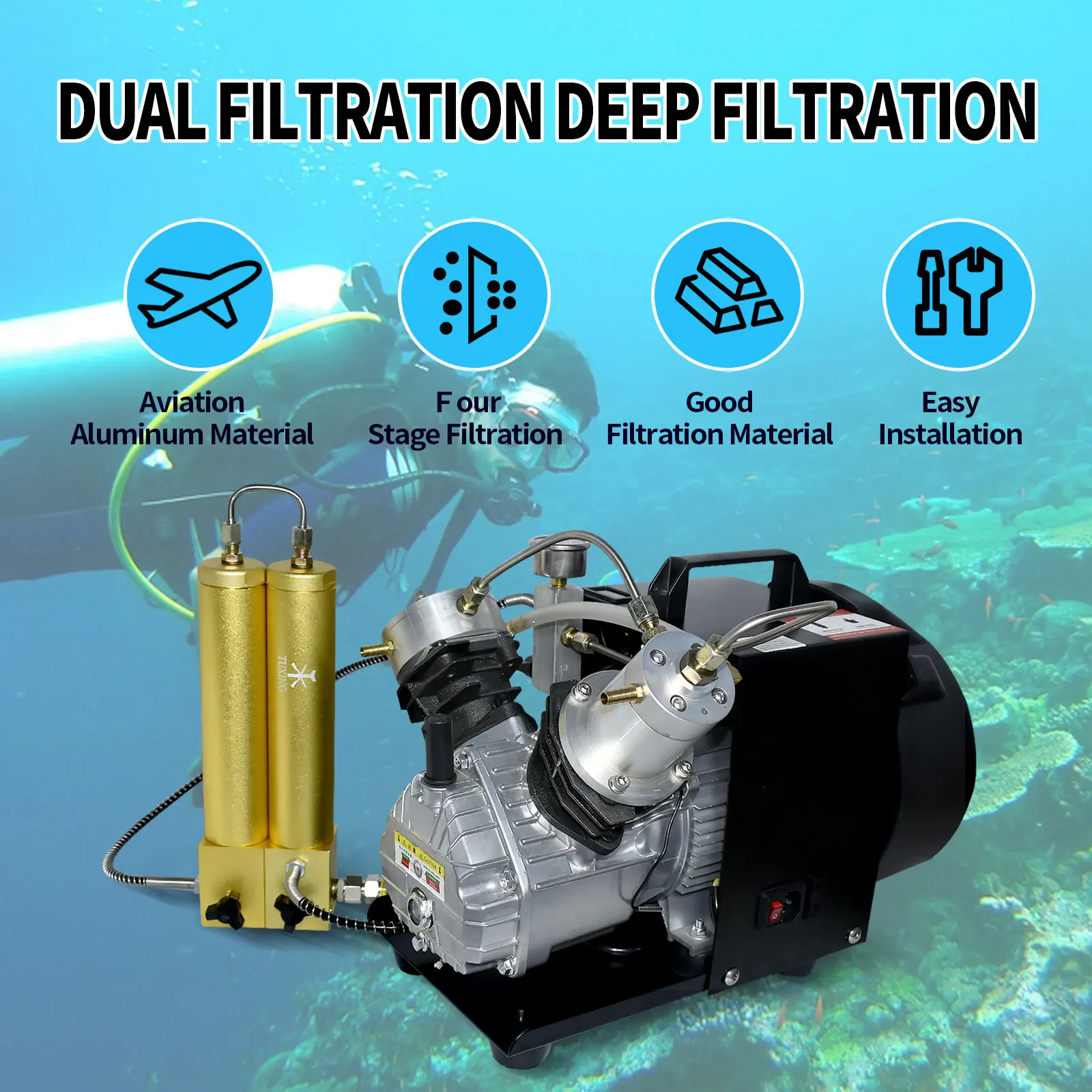 Воздушный фильтр высокого давления TUXING 4500PSI 300Bar 30Mpa Pcp маслоотделитель для насоса