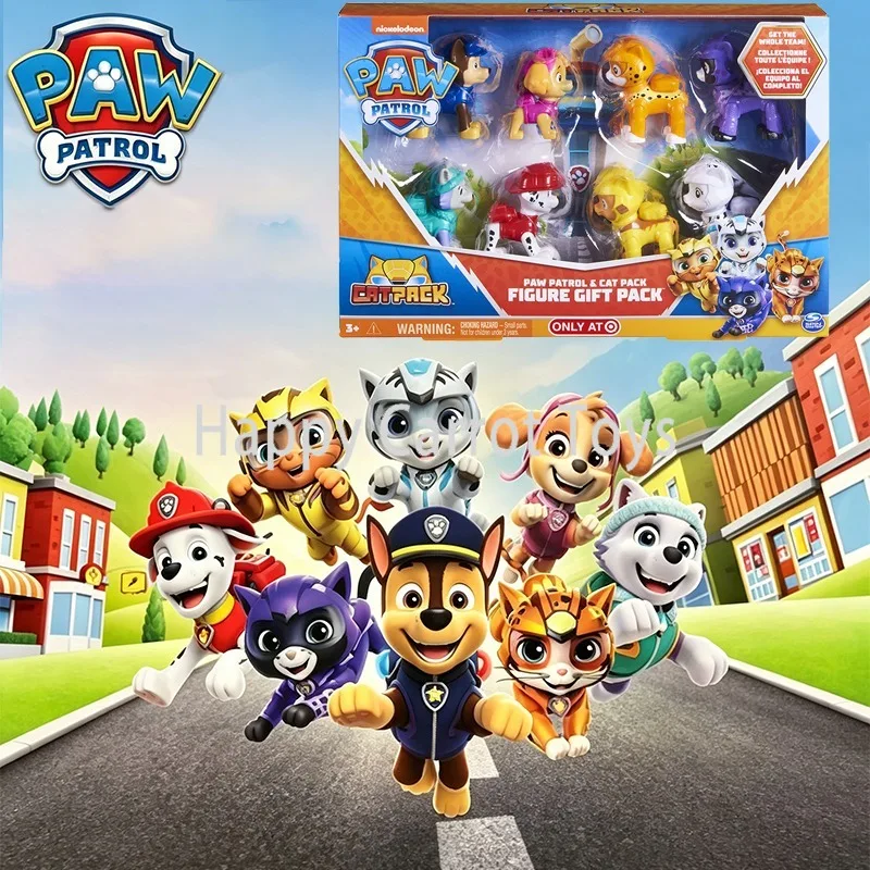 Фото Оригинальный набор фигурок Spin Master PAW Patrol Cat Pack, подарочный набор из 8 предметов, фигурки Чейз и Маршалл, аниме-модели, коллекционные игрушки, подарок №1