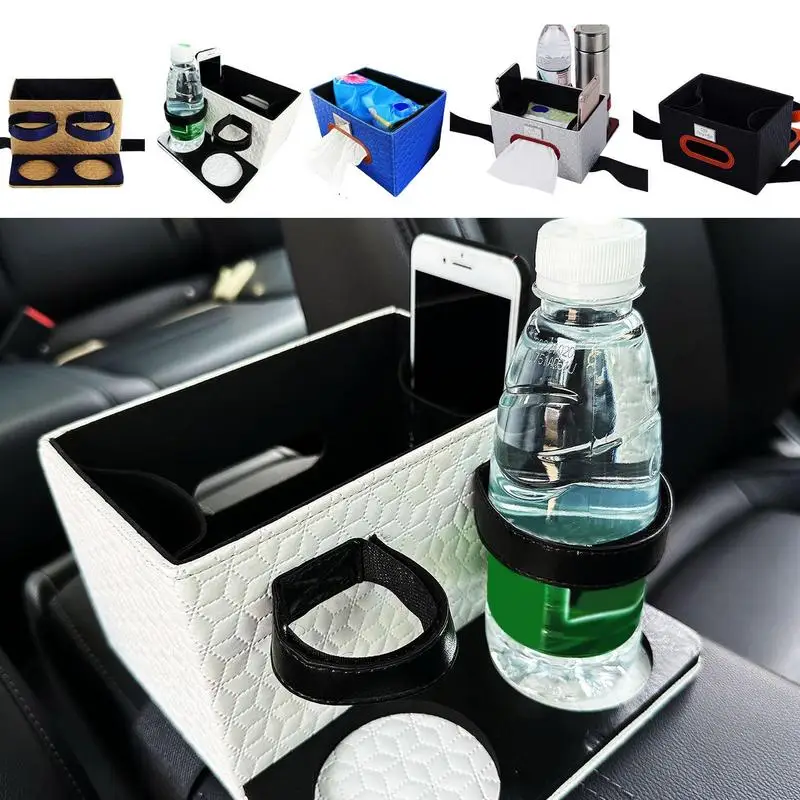 

Car Center Console Storage Box Leather Humanized Design Non Slip Waterproof Auto Tissue Cup Phone Holder Auto Car Accessories