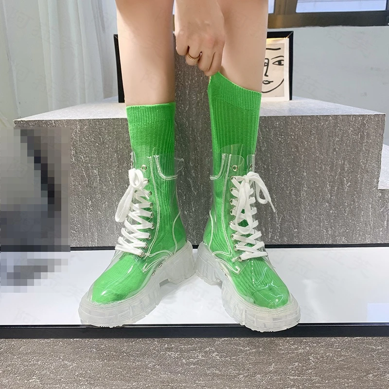 

New Brand Women PVC Sandals Chunky Jelly Shoes 2022 Summer Platform Sport Shoes Designer Transparent Rain Boots Mujer Zapatos