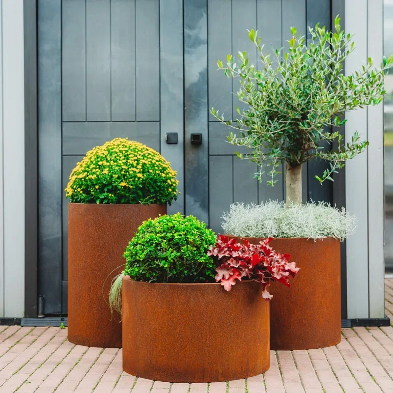 Прямоугольная и Круглая стальная пластина большой садовый цветочный плантатор