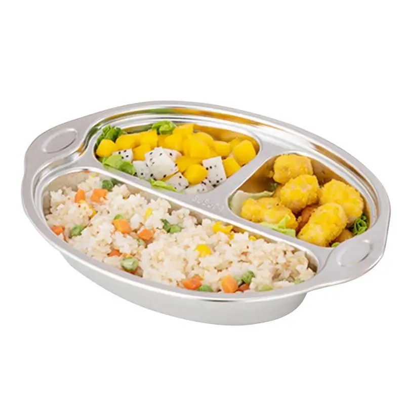 

Тарелки для малышей, тарелки из нержавеющей стали для малышей, контейнер для контроля части, креативная мультяшная обеденная тарелка для де...