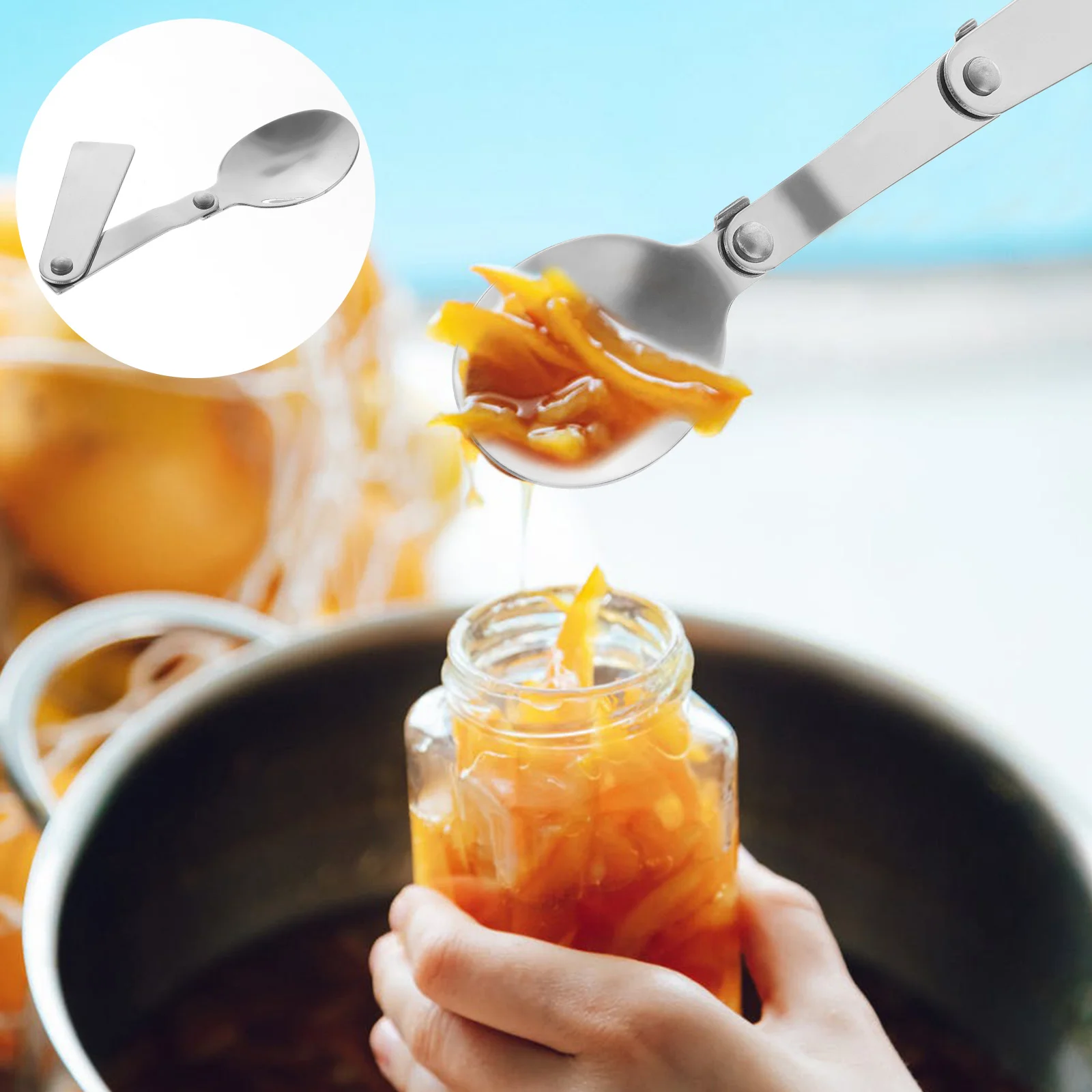 

Spoon Foldable Scoop Cream Steel Ice Stainless Tea Coffee Folding Cutlery Travel Fruit Soup Stirrer Noodles Camping Flatware