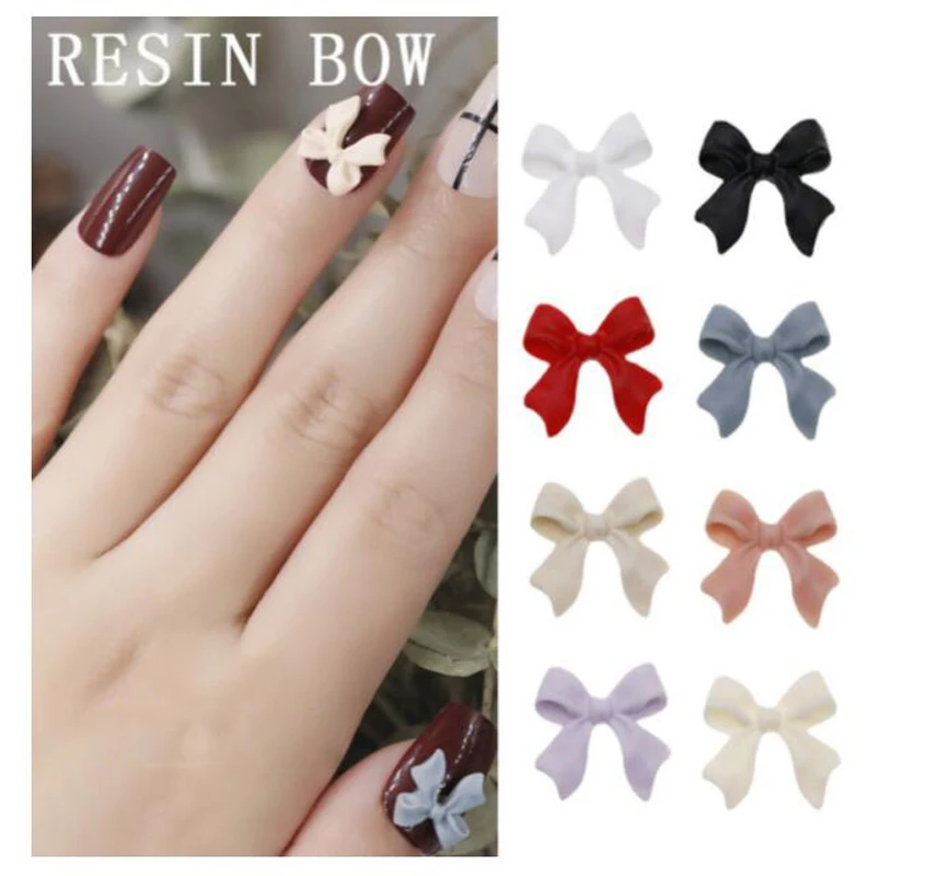 

3D Bow Nail Charm for Acrylic Resin Flatback Nail Art Colorful Bowknot Butterfly Nail Accessories for DIY Manicure