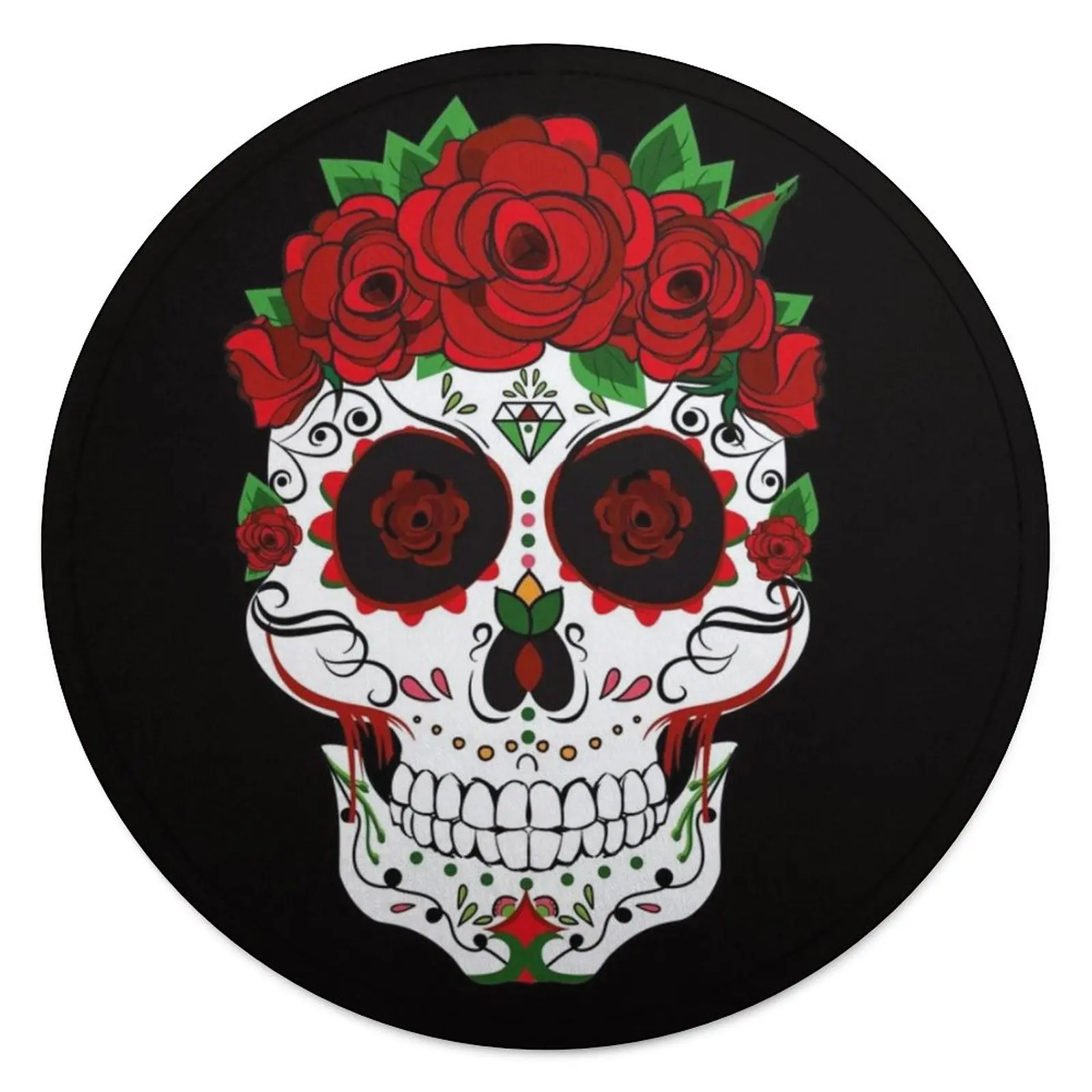 

Floral Sugar Skull Day of The Dead Blanket Fashion Novelty Round Bedspread Fleece Chair Soft Blanket