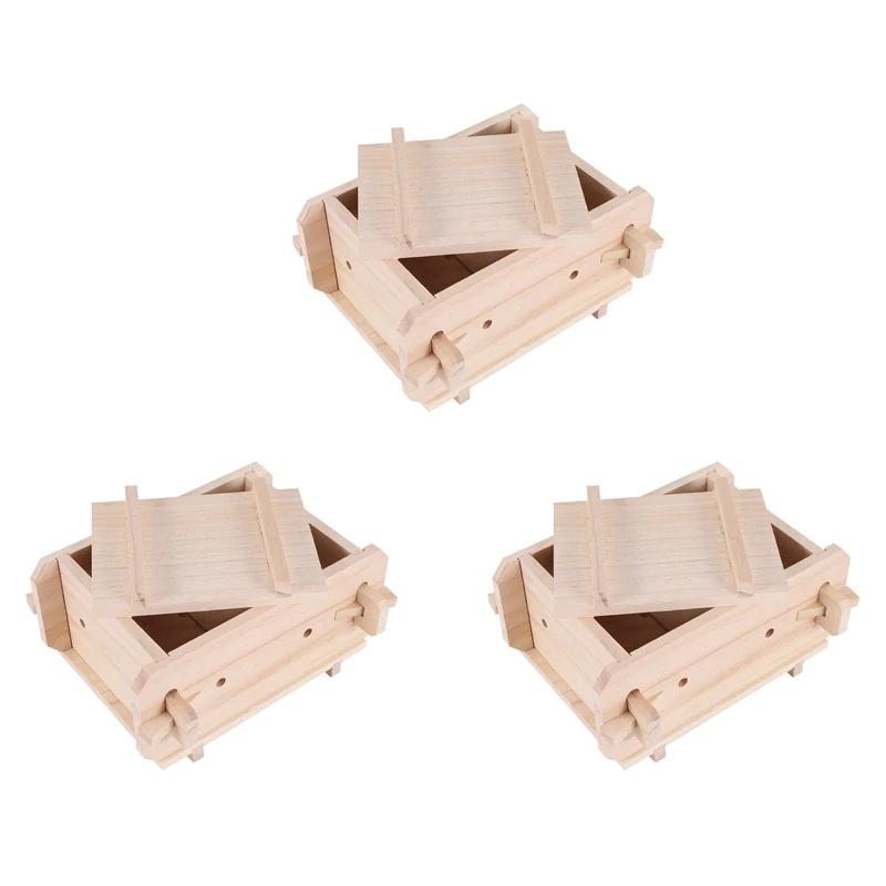 

3X Tofu Mold Tool,Removable Wooden Press Box,Home Kitchen Tofu Maker Press Mold Kit For DIY Tofu Mold Cooking Handmade