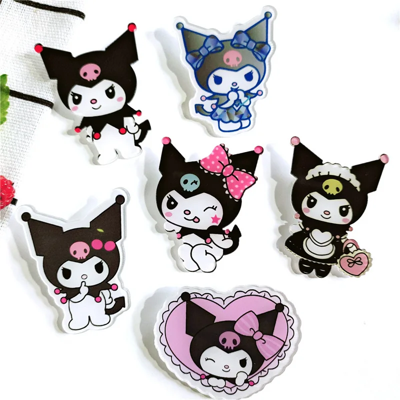 

Sanrio Cute Cartoon Character My Melody Kuromi Acrylic Brooch Badge Kawaii Pin Kids Toys Bags Accessories Decorations Girl Gifts