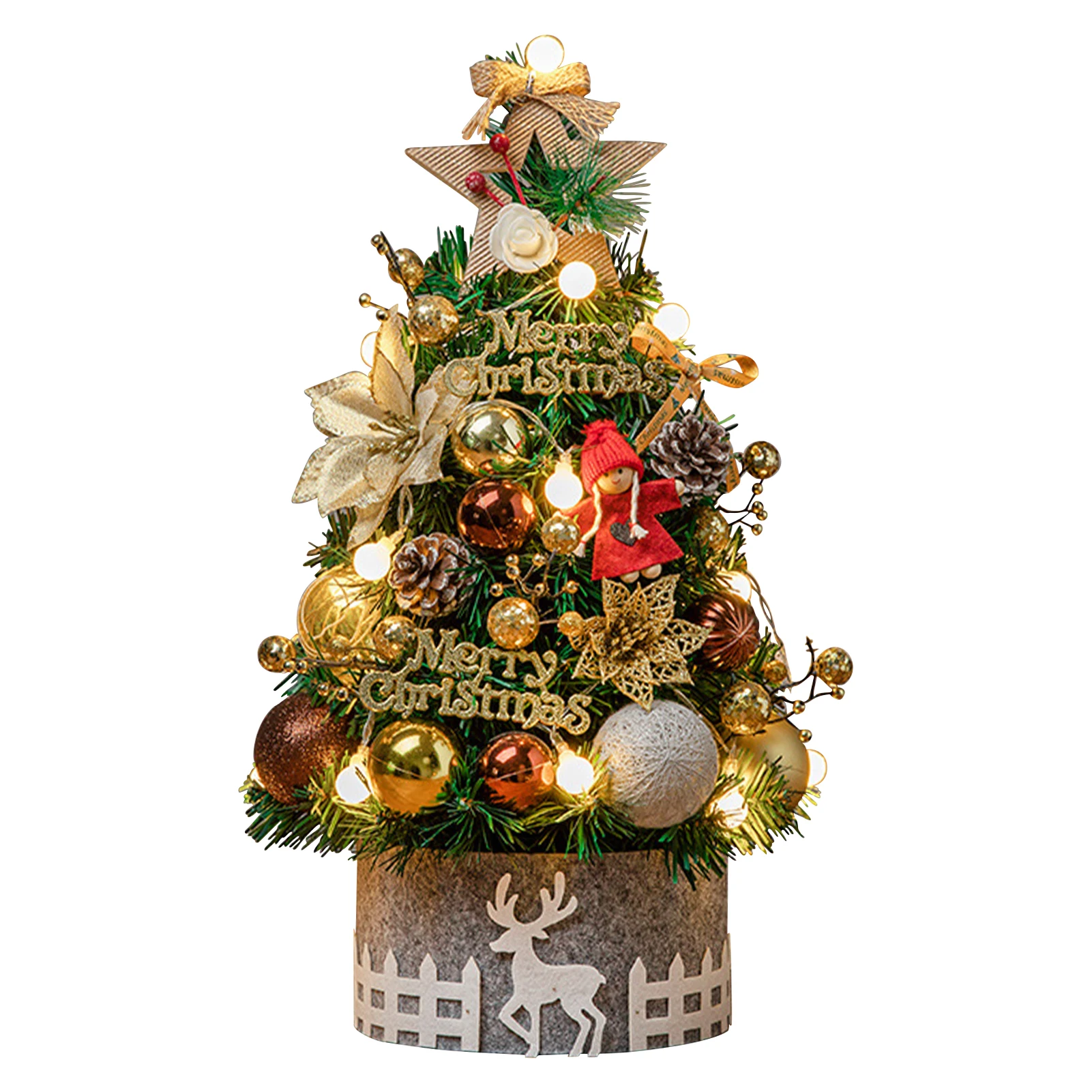 

18-дюймовая светодиодная мини-подсветка, Искусственная елка, настольное украшение для отеля, дома, офиса, Подарочный стол, портативный с укра...