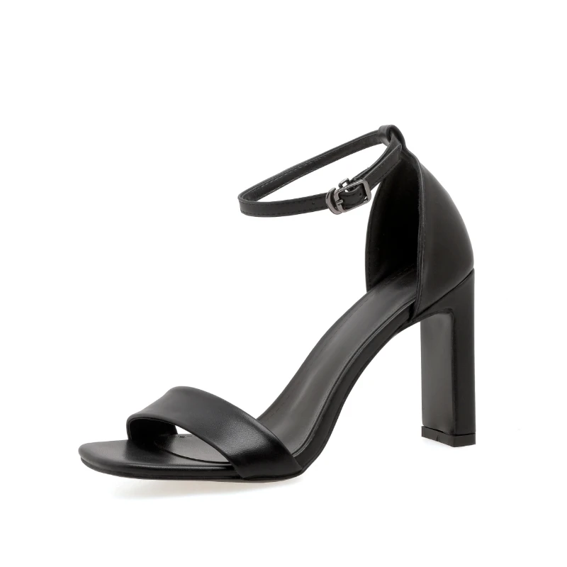 Женские босоножки на высоком каблуке повседневные сандалии с пряжкой и круглым