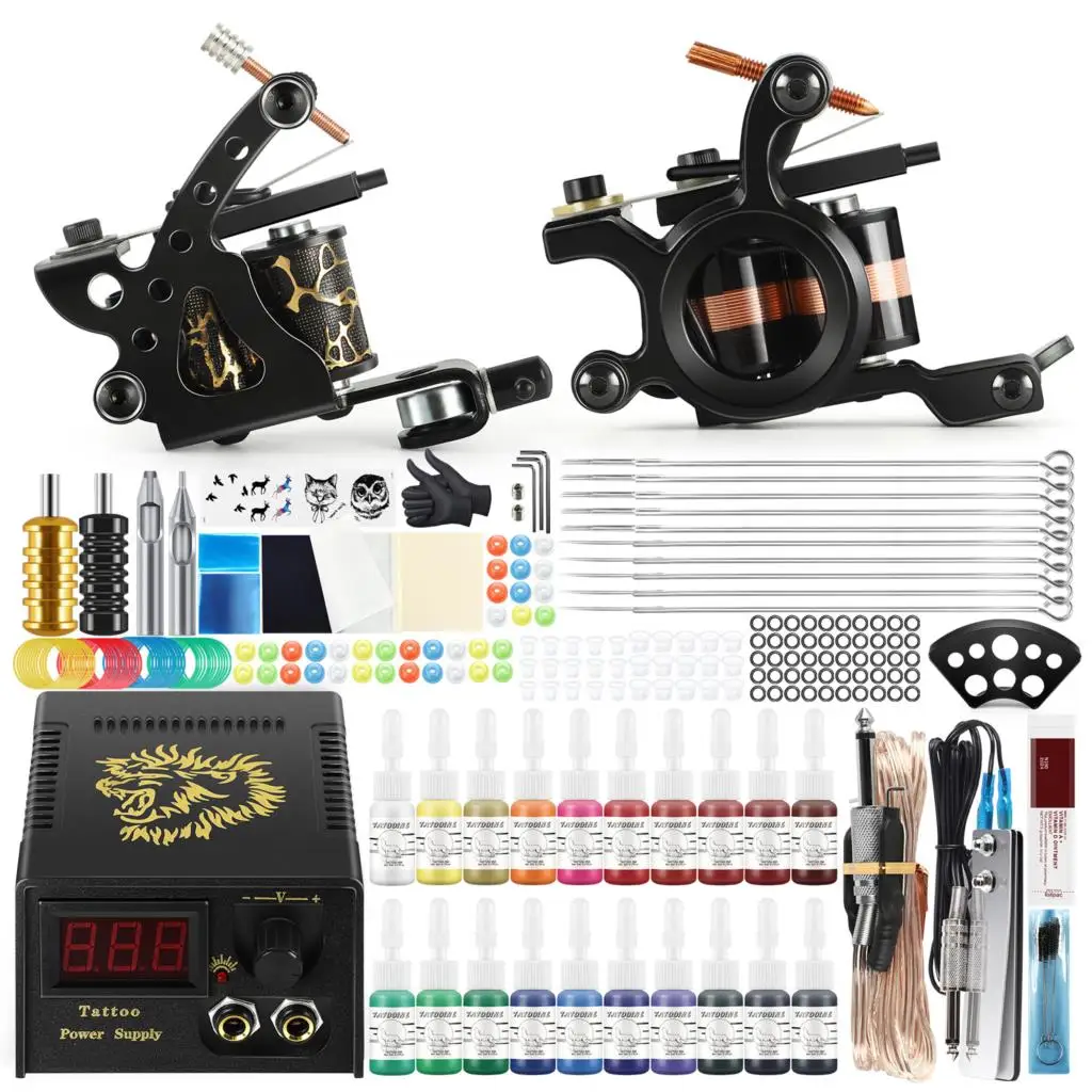

Tattoo Kit Coil Tattoo Machine Set Tattoo Power Supply Needles Professional Tattoo Machine Kit for Beginner Starter Sets