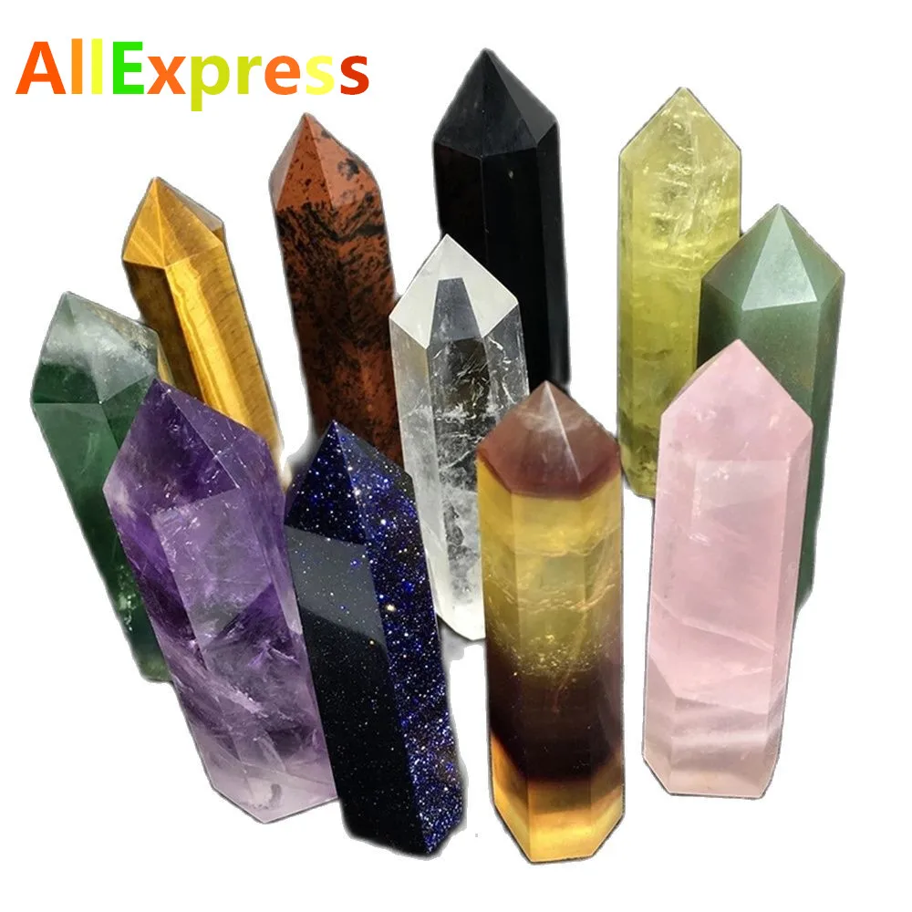 

Natural Crystals Obelisk Mineral Point Wand Real Stones Healing Amethyst Quartz Polished Column Chakra Room Decor Ore Crafts 1PC