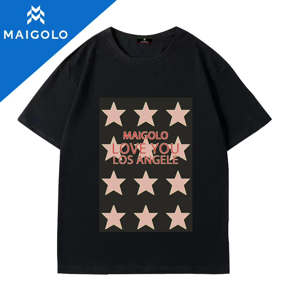 

Модная футболка MAIGOLO, одежда, футболки с графическим рисунком, повседневная черная Модная хлопковая уличная одежда с принтом для мужчин и же...