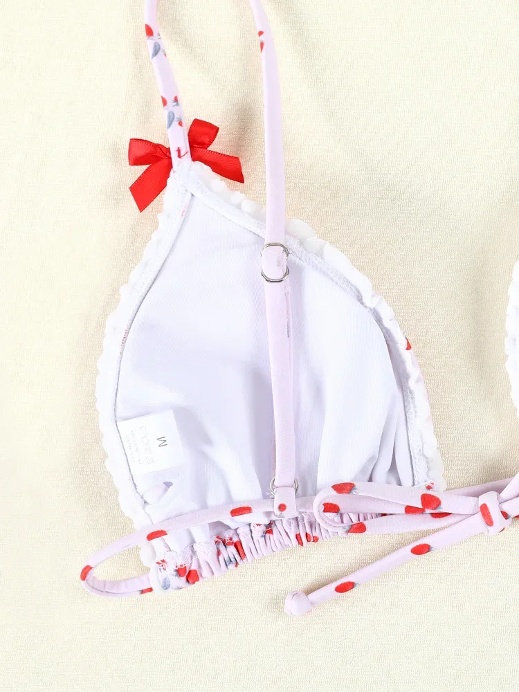 Купальник-бикини женский с принтом пикантный треугольный купальник бантом микро