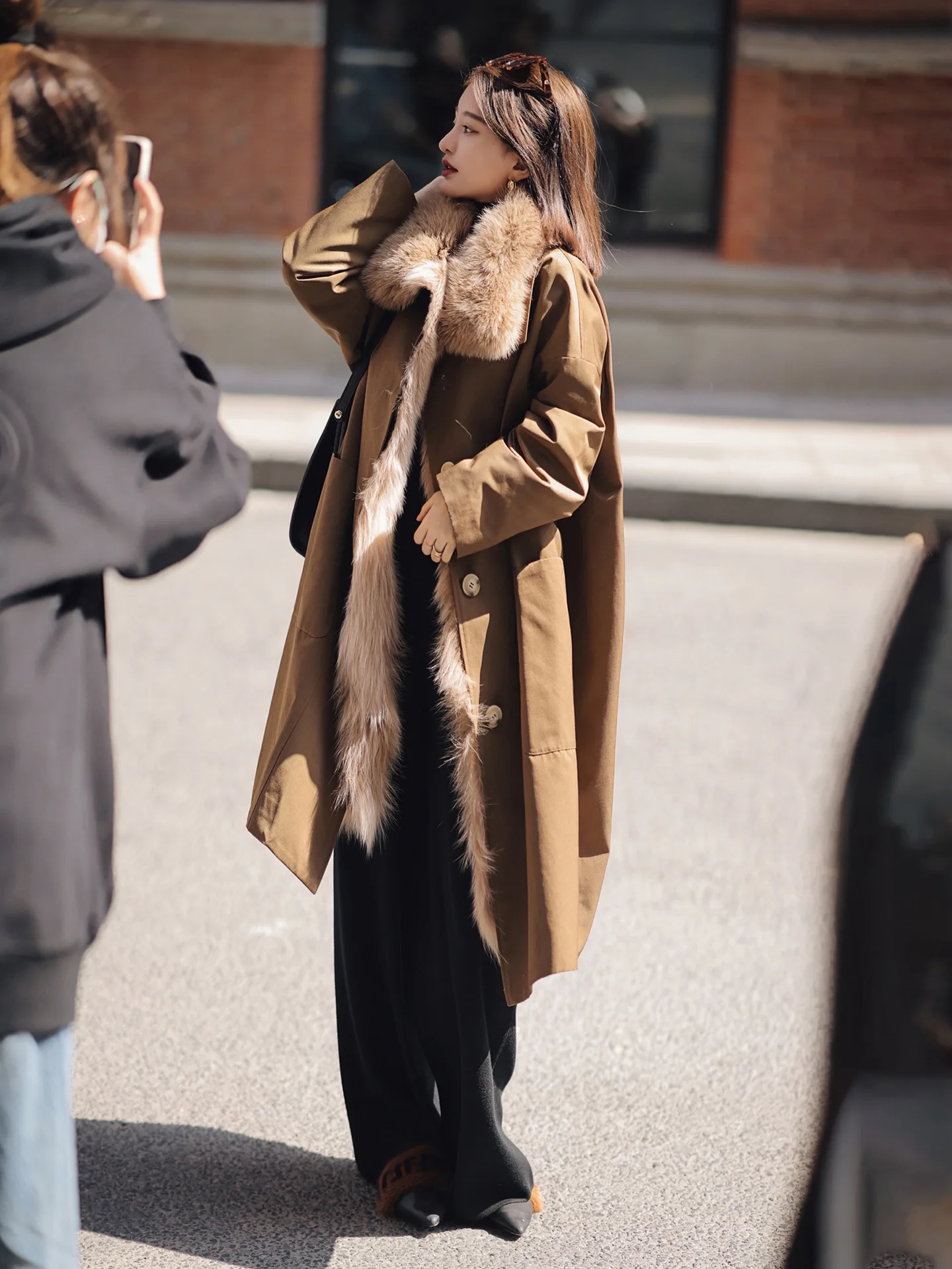 Winter 2022 Parker New Fashion Fox Fur Collar Long Coat for Woman