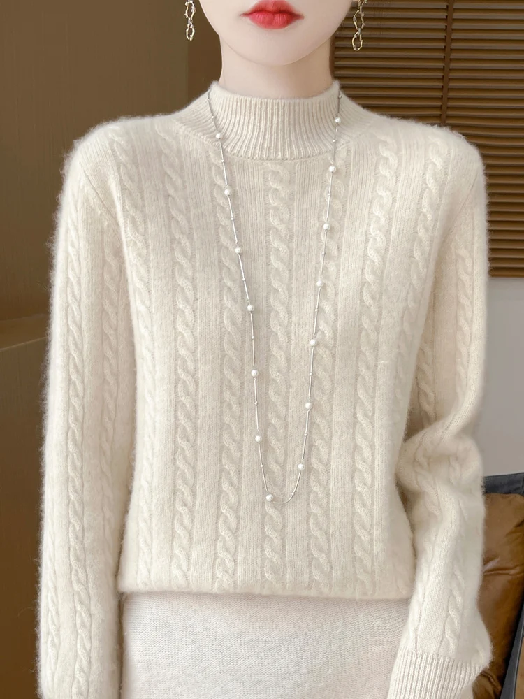 Новинка 2024 женский шерстяной свитер из мериноса утепленная толстовка с